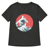 Big Wave Cats Women's V-Neck Tee