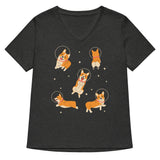 Corgis In Space Women's V-Neck Tee