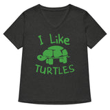 I Like Turtles Women's V-Neck Tee