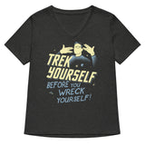 Trek Yourself Before You Wreck Yourself Women's V-Neck Tee