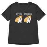 Corgi Sitting And Standing Women's V-Neck Tee