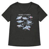 Sharks Of The World Women's V-Neck Tee