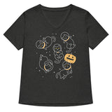 Cat Halloween In Space Women's V-Neck Tee