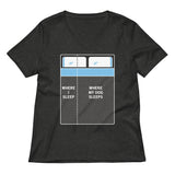 Where I Sleep, Where My Dog Sleeps Women's V-Neck Tee