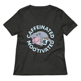 Caffeinated & Moo'tivated Women's V-Neck Tee