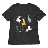 Llamas In Space Women's V-Neck Tee