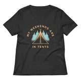 My Weekends Are In Tents Women's V-Neck Tee
