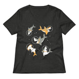 Sharks In Space Women's V-Neck Tee