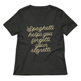 Spaghetti Helps You Forgetti Your Regretti Women's V-Neck Tee