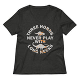 Three Horns Never Play With Long Necks Women's V-Neck Tee