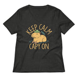Keep Calm And Capy On Women's V-Neck Tee