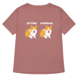 Corgi Sitting And Standing Women's V-Neck Tee