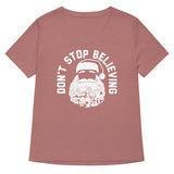 Don't Stop Believing Santa Women's V-Neck Tee