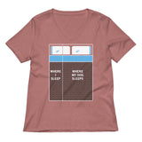Where I Sleep, Where My Dog Sleeps Women's V-Neck Tee