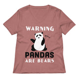 Warning, Pandas Are Bears Women's V-Neck Tee