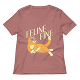 Feline Fine Women's V-Neck Tee
