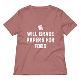 Will Grade Papers For Food Women's V-Neck Tee