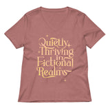 Quietly Thriving In Fictional Realms Women's V-Neck Tee