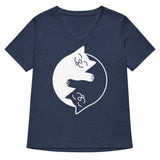 Yin Yang Cats Women's V-Neck Tee