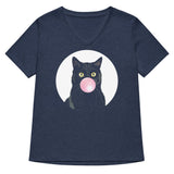 Bubble Cat Women's V-Neck Tee