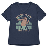 Bigfoot Believes In You Women's V-Neck Tee