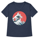 Big Wave Cats Women's V-Neck Tee