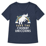 Save The Chubby Unicorns Women's V-Neck Tee