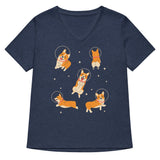 Corgis In Space Women's V-Neck Tee