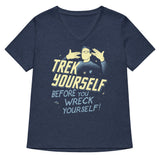 Trek Yourself Before You Wreck Yourself Women's V-Neck Tee
