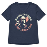 Outside I'm Hootin' Inside I'm Hollerin' Women's V-Neck Tee