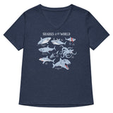 Sharks Of The World Women's V-Neck Tee