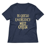 In Queso Emergency: Melt Cheese Women's V-Neck Tee