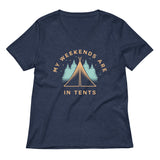 My Weekends Are In Tents Women's V-Neck Tee