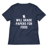 Will Grade Papers For Food Women's V-Neck Tee