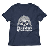Sloth, The Cutest Of The Deadly Sins Women's V-Neck Tee