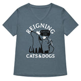Reigning Cats And Dogs Women's V-Neck Tee