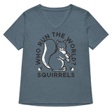 Who Run The World? Squirrels Women's V-Neck Tee