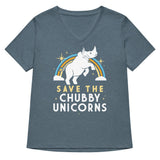 Save The Chubby Unicorns Women's V-Neck Tee