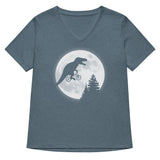 T-Rex Moon Women's V-Neck Tee