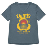 Quint's Shark Fishing Charters Women's V-Neck Tee
