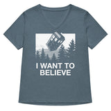 I Want To Believe Tardis Women's V-Neck Tee