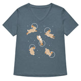 Bunnies In Space Women's V-Neck Tee