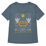 Ugly Halloween Sweater Women's V-Neck Tee