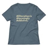 Alliteration Is Alarmingly Addictive Women's V-Neck Tee
