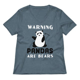 Warning, Pandas Are Bears Women's V-Neck Tee