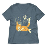 Feline Fine Women's V-Neck Tee