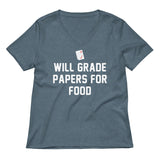 Will Grade Papers For Food Women's V-Neck Tee