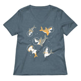 Sharks In Space Women's V-Neck Tee