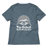 Sloth, The Cutest Of The Deadly Sins Women's V-Neck Tee