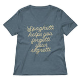 Spaghetti Helps You Forgetti Your Regretti Women's V-Neck Tee